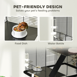 PawHut Three-Tier Gerbil Cage, Hamster Cage for Dwarf Hamster, Syrian Hamster w/ Wheels, Deep Bottom, Food Dish, Water Bottle - thumbnail 6