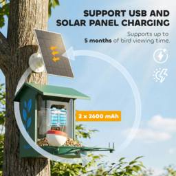 PawHut Smart Bird Feeder Camera 2K HD with AI Identifies 16,000+ Species, 2K HD Auto Capture Video, APP Instant Notifications - thumbnail 8