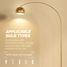 HOMCOM 180cm Arc Floor Lamp for Living Room, Home Offices, Bedrooms, Modern Standing Lamp with Foot Switch, Faux Black Marble Base and Black Bell Shade, Gold Tone - thumbnail 8