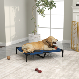 PawHut Portable Elevated Dog Bed, Ideal for Camping, Durable Frame, Raised Pet Cot, Large, Blue - Aosom UK - thumbnail 2