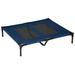 PawHut Portable Elevated Dog Bed, Ideal for Camping, Durable Frame, Raised Pet Cot, Large, Blue - Aosom UK