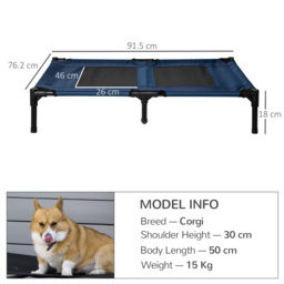 PawHut Portable Elevated Dog Bed, Ideal for Camping, Durable Frame, Raised Pet Cot, Large, Blue - Aosom UK - thumbnail 3