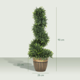 HOMCOM Set of 2 Artificial Plants, Topiary Spiral Boxwood Cypress Trees with Pot, for Home Indoor Outdoor Decor, 90cm - thumbnail 3