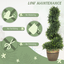 HOMCOM Set of 2 Artificial Plants, Topiary Spiral Boxwood Cypress Trees with Pot, for Home Indoor Outdoor Decor, 90cm - thumbnail 5
