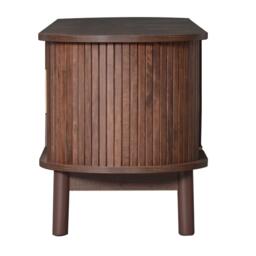 Retro MDF TV Stand with Sliding Wood-Slat Doors, Sturdy Unit with 3 Compartments for 65-Inch TV, 165L x 39.5W x 46H cm, Dark Oak - Aosom UK - thumbnail 9