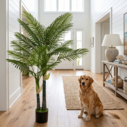 HOMCOM Artificial Palm Tree with 16 PEVA Leaves, 150cm Decorative Artificial Plant with Pot and Moss Effect, Green - thumbnail 8
