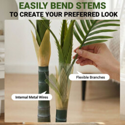 HOMCOM Artificial Palm Tree with 16 PEVA Leaves, 150cm Decorative Artificial Plant with Pot and Moss Effect, Green - thumbnail 6