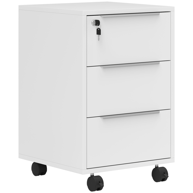 HOMCOM Three-Drawer Locking Filing Cabinet - White - image 1