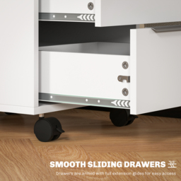 HOMCOM Three-Drawer Locking Filing Cabinet - White - thumbnail 6