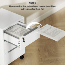 HOMCOM Three-Drawer Locking Filing Cabinet - White - thumbnail 8
