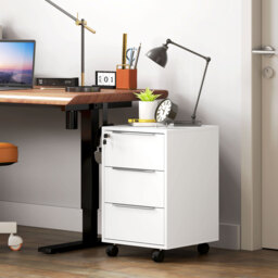 HOMCOM Three-Drawer Locking Filing Cabinet - White - thumbnail 9