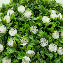 HOMCOM Set of 2 Decorative Artificial Plants, Ball Topiary Tree with Rose Flower in Pot, Fake Plants for Home Indoor Outdoor Decor, 60cm, White - thumbnail 9