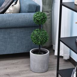 Outsunny Set of 2 Artificial Boxwood Ball Topiary Trees Potted Decorative Plant Outdoor and Indoor Décor (67cm) - Aosom UK - thumbnail 9