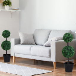 Outsunny Set of 2 Artificial Boxwood Ball Topiary Trees Potted Decorative Plant Outdoor and Indoor Décor (67cm) - Aosom UK - thumbnail 8