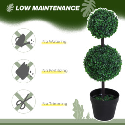 Outsunny Set of 2 Artificial Boxwood Ball Topiary Trees Potted Decorative Plant Outdoor and Indoor Décor (67cm) - Aosom UK - thumbnail 6