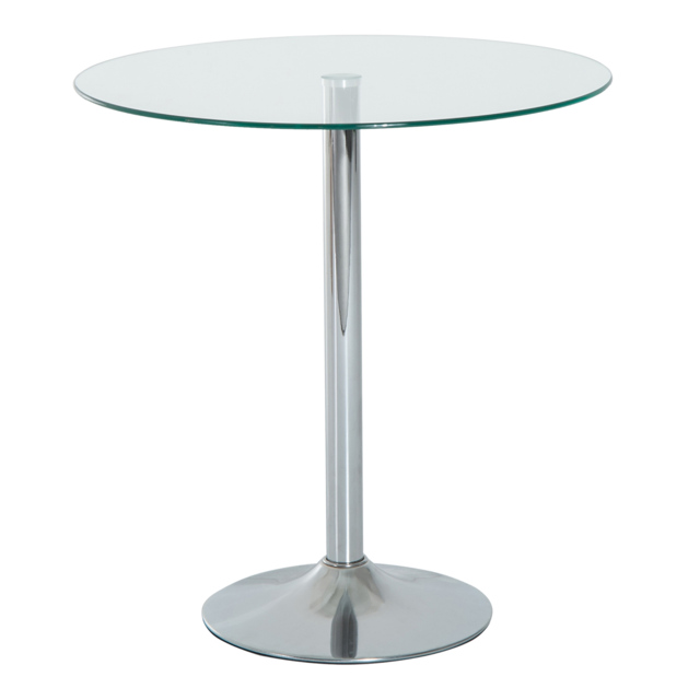HOMCOM Round Kitchen Table w/ Tempered Glass Top, Steel Base, Modern Dining Table, Space Saving Small Bar Table, Silver - Aosom UK - image 1