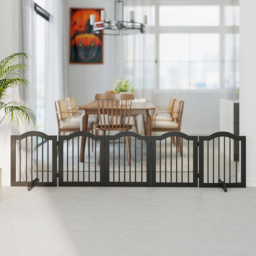 PawHut Wooden Foldable Dog Gate Panel Pet Fence Freestanding Safety Barrier for the House, Doorway, Stairs (Black) - thumbnail 8