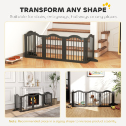 PawHut Wooden Foldable Dog Gate Panel Pet Fence Freestanding Safety Barrier for the House, Doorway, Stairs (Black) - thumbnail 7