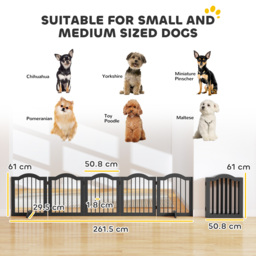 PawHut Wooden Foldable Dog Gate Panel Pet Fence Freestanding Safety Barrier for the House, Doorway, Stairs (Black) - thumbnail 3