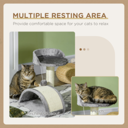 PawHut Cat Scratching Post, Cat Tree Scratching Kitten Activity Centre Climber Hanging Ball, Scratch Post for Indoor Cats, Grey - Aosom UK - thumbnail 6
