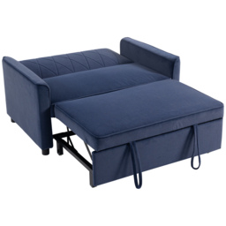 HOMCOM 2 Seater Sofa Bed, 3-in-1 Convertible Pull Out Sleeper Sofa with Clik-Clack Adjustable Backrest, Dark Blue