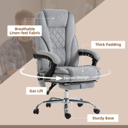 Vinsetto Massage Office Chair, Heated Reclining Computer Chair with Adjustable Height and Footrest, Grey - thumbnail 7