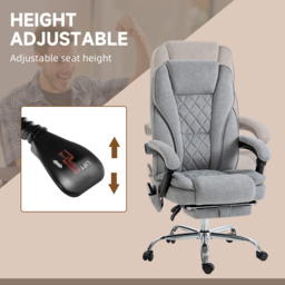 Vinsetto Massage Office Chair, Heated Reclining Computer Chair with Adjustable Height and Footrest, Grey - thumbnail 5
