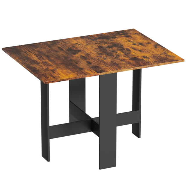 HOMCOM Folding Dining Table, Space-Saving Drop Leaf Kitchen Table for 4-6 People Rustic Brown - image 1