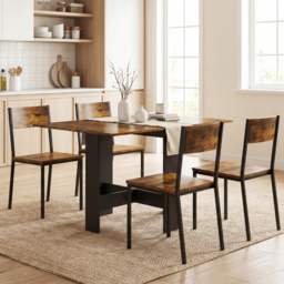 HOMCOM Folding Dining Table, Space-Saving Drop Leaf Kitchen Table for 4-6 People Rustic Brown - thumbnail 7
