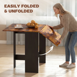 HOMCOM Folding Dining Table, Space-Saving Drop Leaf Kitchen Table for 4-6 People Rustic Brown - thumbnail 4
