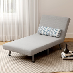 HOMCOM Single Sofa Bed, 1 Person Sleeper Foldable Lounge with Pillow, Grey - Aosom UK - thumbnail 8