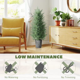 HOMCOM 90cm Artificial Cypress Trees Set of 2, UV Resistant Artificial Plants with Decorative Pot, Fake Plants for Indoor Outdoor Decor, Green - thumbnail 5