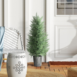 HOMCOM 90cm Artificial Cypress Trees Set of 2, UV Resistant Artificial Plants with Decorative Pot, Fake Plants for Indoor Outdoor Decor, Green - thumbnail 8
