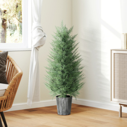 HOMCOM 90cm Artificial Cypress Trees Set of 2, UV Resistant Artificial Plants with Decorative Pot, Fake Plants for Indoor Outdoor Decor, Green - thumbnail 9