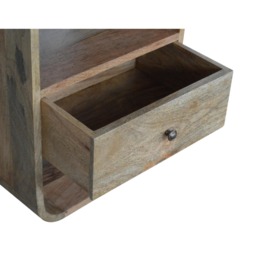 Wood Nightstand with Drawer & 2 Open Slots, Stain Finish, Bedside Cabinet for Bedroom & Living Room, Brown - Aosom UK - thumbnail 5