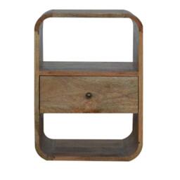 Wood Nightstand with Drawer & 2 Open Slots, Stain Finish, Bedside Cabinet for Bedroom & Living Room, Brown - Aosom UK - thumbnail 2