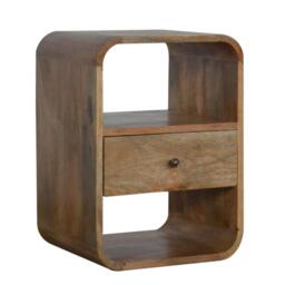 Wood Nightstand with Drawer & 2 Open Slots, Stain Finish, Bedside Cabinet for Bedroom & Living Room, Brown - Aosom UK - thumbnail 6