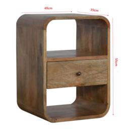 Wood Nightstand with Drawer & 2 Open Slots, Stain Finish, Bedside Cabinet for Bedroom & Living Room, Brown - Aosom UK - thumbnail 3