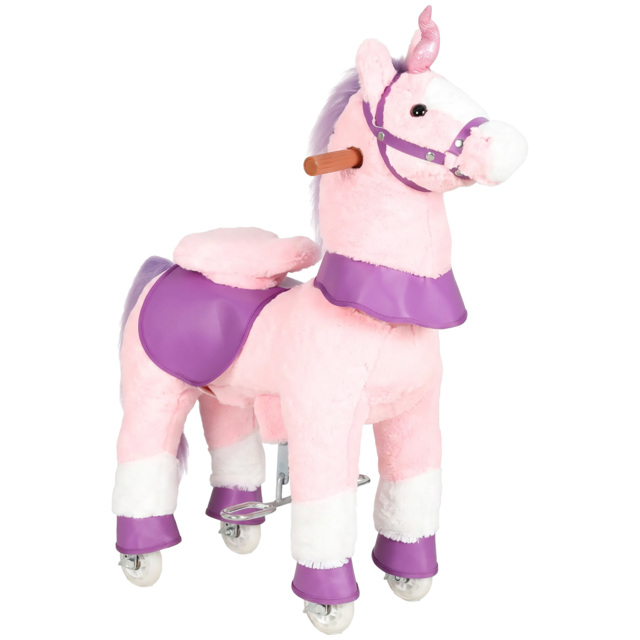 AIYAPLAY Ride on Horse Pedal Ride On Walking Horse Toy Rotatable Head Neighing Sound, Pink - image 1