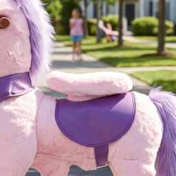 AIYAPLAY Ride on Horse Pedal Ride On Walking Horse Toy Rotatable Head Neighing Sound, Pink - thumbnail 9