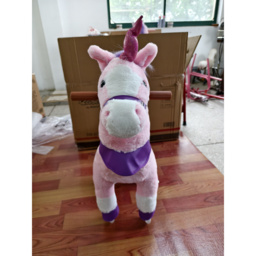 AIYAPLAY Ride on Horse Pedal Ride On Walking Horse Toy Rotatable Head Neighing Sound, Pink - thumbnail 4