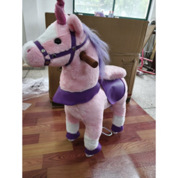 AIYAPLAY Ride on Horse Pedal Ride On Walking Horse Toy Rotatable Head Neighing Sound, Pink - thumbnail 3