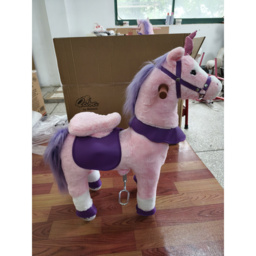 AIYAPLAY Ride on Horse Pedal Ride On Walking Horse Toy Rotatable Head Neighing Sound, Pink - thumbnail 2