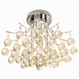 HOMCOM Crystal Chandelier w/ K9 Crystal Droplets, 3 Lights Mordern Style Ceiling Lamp for Living Room, Bedroom, Dining Room, Transparent - Aosom UK - thumbnail 1