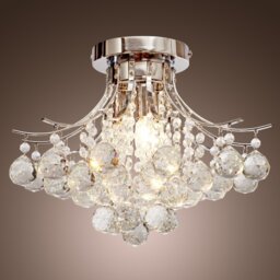 HOMCOM Crystal Chandelier w/ K9 Crystal Droplets, 3 Lights Mordern Style Ceiling Lamp for Living Room, Bedroom, Dining Room, Transparent - Aosom UK - thumbnail 9