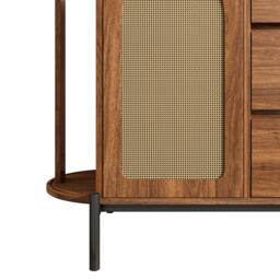 Spacious Sideboard with 3 Drawers and Adjustable Shelves, Stylish Cabinet for Living Room or Entryway, 140L x 38W x 77.5H cm, Walnut - Aosom UK - thumbnail 9