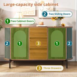 Spacious Sideboard with 3 Drawers and Adjustable Shelves, Stylish Cabinet for Living Room or Entryway, 140L x 38W x 77.5H cm, Walnut - Aosom UK - thumbnail 6