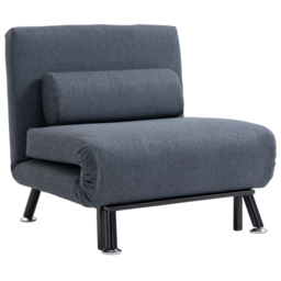 HOMCOM Single Sofa Bed Sleeper Chair, Foldable Fabric Guest Bed with Pillow, Space-Saving Lounge Couch, Dark Grey - Aosom UK - thumbnail 3