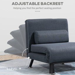 HOMCOM Single Sofa Bed Sleeper Chair, Foldable Fabric Guest Bed with Pillow, Space-Saving Lounge Couch, Dark Grey - Aosom UK - thumbnail 6
