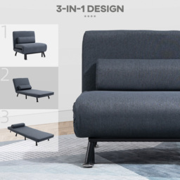 HOMCOM Single Sofa Bed Sleeper Chair, Foldable Fabric Guest Bed with Pillow, Space-Saving Lounge Couch, Dark Grey - Aosom UK - thumbnail 5